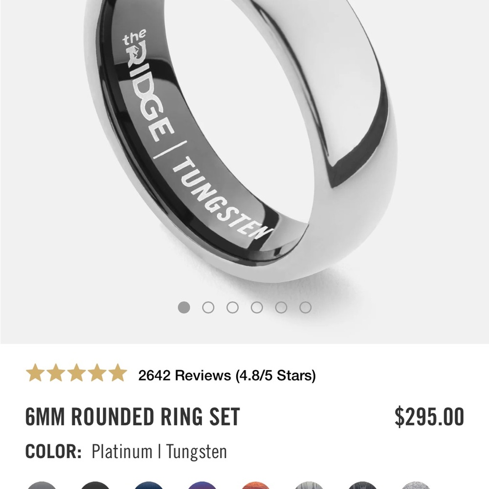 The Ridge Tungsten Ring - Silver Size 8